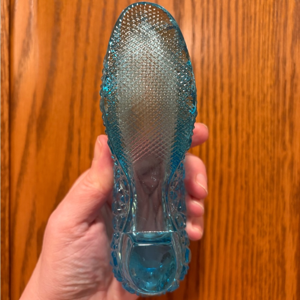Vintage Fenton Blue Glass Women Shoe - Picture 7 of 7